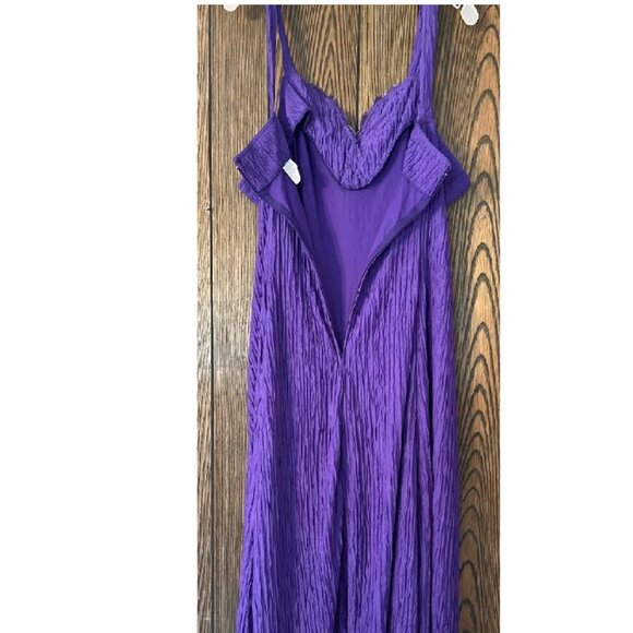 Vintage 80s David Rose Dress Purple Beaded Sequined Crinkle Bolero - 22W - Picture 5 of 7